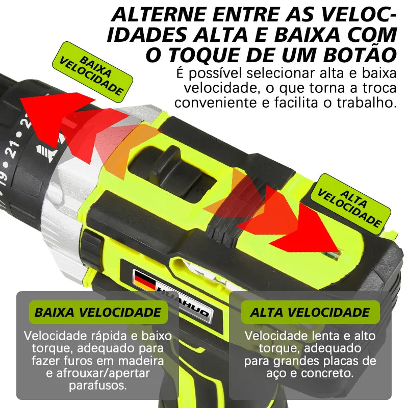 Parafusadeira Elétrica Sem Fio – Kit Completo com 2 Baterias e Carregador!